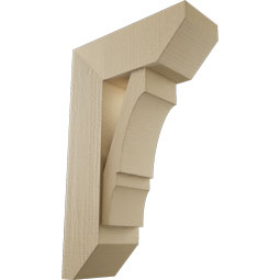 Ekena Millwork - BKTUR0756X20X32BOA06RCPR - Timberthane Faux Wood Balboa Style Bracket w/ Offset Brace, Slat Ends, 7 1/2"W x 20"D x 32"H, Primed Tan