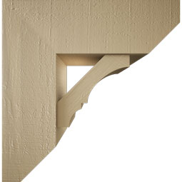 Ekena Millwork - BKTUR0756X22X22BOA06RCPR - Timberthane Faux Wood Balboa Style Bracket w/ Offset Brace, Slat Ends, 7 1/2"W x 22"D x 22"H, Primed Tan