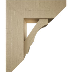 Ekena Millwork - BKTUR0756X22X26BOA06RCPR - Timberthane Faux Wood Balboa Style Bracket w/ Offset Brace, Slat Ends, 7 1/2"W x 22"D x 26"H, Primed Tan