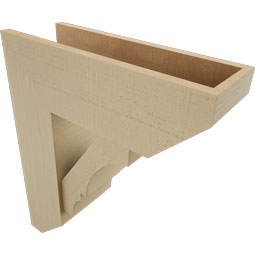 Ekena Millwork - BKTUR0756X22X26BOA06RCPR - Timberthane Faux Wood Balboa Style Bracket w/ Offset Brace, Slat Ends, 7 1/2"W x 22"D x 26"H, Primed Tan