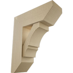 Ekena Millwork - BKTUR0756X22X26BOA06RCPR - Timberthane Faux Wood Balboa Style Bracket w/ Offset Brace, Slat Ends, 7 1/2"W x 22"D x 26"H, Primed Tan