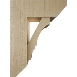 Ekena Millwork - BKTUR0756X22X30BOA06RCPR - Timberthane Faux Wood Balboa Style Bracket w/ Offset Brace, Slat Ends, 7 1/2"W x 22"D x 30"H, Primed Tan
