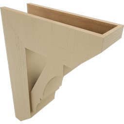 Ekena Millwork - BKTUR0756X22X30BOA06RCPR - Timberthane Faux Wood Balboa Style Bracket w/ Offset Brace, Slat Ends, 7 1/2"W x 22"D x 30"H, Primed Tan