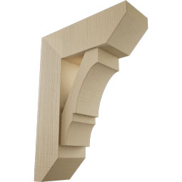 Ekena Millwork - BKTUR0756X22X30BOA06RCPR - Timberthane Faux Wood Balboa Style Bracket w/ Offset Brace, Slat Ends, 7 1/2"W x 22"D x 30"H, Primed Tan