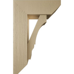 Ekena Millwork - BKTUR0756X22X34BOA06RCPR - Timberthane Faux Wood Balboa Style Bracket w/ Offset Brace, Slat Ends, 7 1/2"W x 22"D x 34"H, Primed Tan