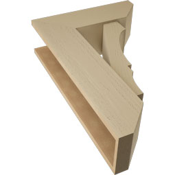 Ekena Millwork - BKTUR0756X22X34BOA06RCPR - Timberthane Faux Wood Balboa Style Bracket w/ Offset Brace, Slat Ends, 7 1/2"W x 22"D x 34"H, Primed Tan