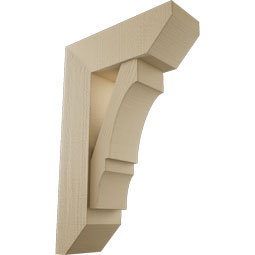 Ekena Millwork - BKTUR0756X22X34BOA06RCPR - Timberthane Faux Wood Balboa Style Bracket w/ Offset Brace, Slat Ends, 7 1/2"W x 22"D x 34"H, Primed Tan