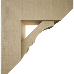 Ekena Millwork - BKTUR0756X24X24BOA06RCPR - Timberthane Faux Wood Balboa Style Bracket w/ Offset Brace, Slat Ends, 7 1/2"W x 24"D x 24"H, Primed Tan