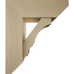 Ekena Millwork - BKTUR0756X24X28BOA06RCPR - Timberthane Faux Wood Balboa Style Bracket w/ Offset Brace, Slat Ends, 7 1/2"W x 24"D x 28"H, Primed Tan