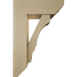Ekena Millwork - BKTUR0756X24X36BOA06RCPR - Timberthane Faux Wood Balboa Style Bracket w/ Offset Brace, Slat Ends, 7 1/2"W x 24"D x 36"H, Primed Tan