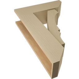Ekena Millwork - BKTUR0756X24X36BOA06RCPR - Timberthane Faux Wood Balboa Style Bracket w/ Offset Brace, Slat Ends, 7 1/2"W x 24"D x 36"H, Primed Tan