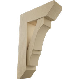 Ekena Millwork - BKTUR0756X24X36BOA06RCPR - Timberthane Faux Wood Balboa Style Bracket w/ Offset Brace, Slat Ends, 7 1/2"W x 24"D x 36"H, Primed Tan