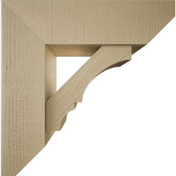 Ekena Millwork - BKTUR0756X26X26BOA06RCPR - Timberthane Faux Wood Balboa Style Bracket w/ Offset Brace, Slat Ends, 7 1/2"W x 26"D x 26"H, Primed Tan