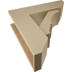 Ekena Millwork - BKTUR0756X26X26BOA06RCPR - Timberthane Faux Wood Balboa Style Bracket w/ Offset Brace, Slat Ends, 7 1/2"W x 26"D x 26"H, Primed Tan