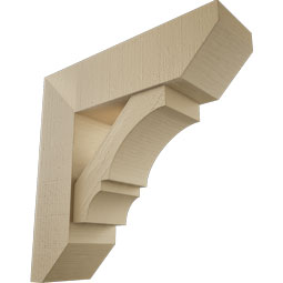 Ekena Millwork - BKTUR0756X26X26BOA06RCPR - Timberthane Faux Wood Balboa Style Bracket w/ Offset Brace, Slat Ends, 7 1/2"W x 26"D x 26"H, Primed Tan