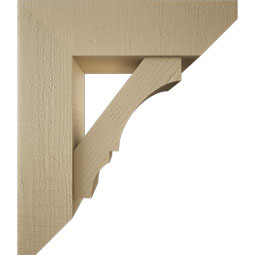Ekena Millwork - BKTUR0756X26X30BOA06RCPR - Timberthane Faux Wood Balboa Style Bracket w/ Offset Brace, Slat Ends, 7 1/2"W x 26"D x 30"H, Primed Tan
