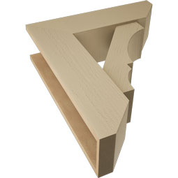 Ekena Millwork - BKTUR0756X26X30BOA06RCPR - Timberthane Faux Wood Balboa Style Bracket w/ Offset Brace, Slat Ends, 7 1/2"W x 26"D x 30"H, Primed Tan
