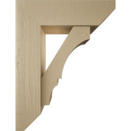 Ekena Millwork - BKTUR0756X26X34BOA06RCPR - Timberthane Faux Wood Balboa Style Bracket w/ Offset Brace, Slat Ends, 7 1/2"W x 26"D x 34"H, Primed Tan