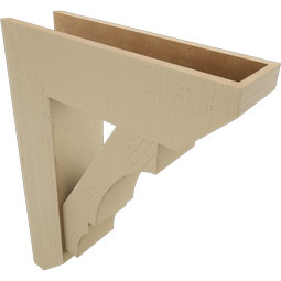 Ekena Millwork - BKTUR0756X26X34BOA06RCPR - Timberthane Faux Wood Balboa Style Bracket w/ Offset Brace, Slat Ends, 7 1/2"W x 26"D x 34"H, Primed Tan