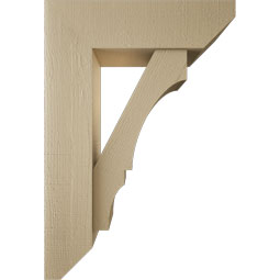 Ekena Millwork - BKTUR0756X26X38BOA06RCPR - Timberthane Faux Wood Balboa Style Bracket w/ Offset Brace, Slat Ends, 7 1/2"W x 26"D x 38"H, Primed Tan