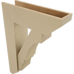 Ekena Millwork - BKTUR0756X26X38BOA06RCPR - Timberthane Faux Wood Balboa Style Bracket w/ Offset Brace, Slat Ends, 7 1/2"W x 26"D x 38"H, Primed Tan