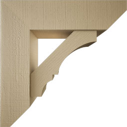 Ekena Millwork - BKTUR0756X28X28BOA06RCPR - Timberthane Faux Wood Balboa Style Bracket w/ Offset Brace, Slat Ends, 7 1/2"W x 28"D x 28"H, Primed Tan