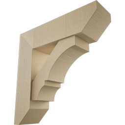 Ekena Millwork - BKTUR0756X28X28BOA06RCPR - Timberthane Faux Wood Balboa Style Bracket w/ Offset Brace, Slat Ends, 7 1/2"W x 28"D x 28"H, Primed Tan