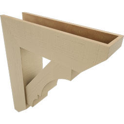 Ekena Millwork - BKTUR0756X28X32BOA06RCPR - Timberthane Faux Wood Balboa Style Bracket w/ Offset Brace, Slat Ends, 7 1/2"W x 28"D x 32"H, Primed Tan