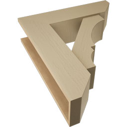 Ekena Millwork - BKTUR0756X28X32BOA06RCPR - Timberthane Faux Wood Balboa Style Bracket w/ Offset Brace, Slat Ends, 7 1/2"W x 28"D x 32"H, Primed Tan