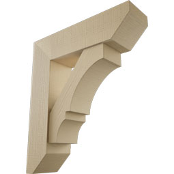Ekena Millwork - BKTUR0756X28X32BOA06RCPR - Timberthane Faux Wood Balboa Style Bracket w/ Offset Brace, Slat Ends, 7 1/2"W x 28"D x 32"H, Primed Tan