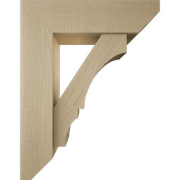 Ekena Millwork - BKTUR0756X28X36BOA06RCPR - Timberthane Faux Wood Balboa Style Bracket w/ Offset Brace, Slat Ends, 7 1/2"W x 28"D x 36"H, Primed Tan