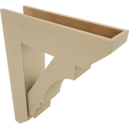 Ekena Millwork - BKTUR0756X28X36BOA06RCPR - Timberthane Faux Wood Balboa Style Bracket w/ Offset Brace, Slat Ends, 7 1/2"W x 28"D x 36"H, Primed Tan