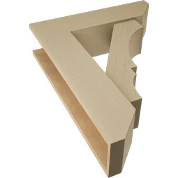 Ekena Millwork - BKTUR0756X28X36BOA06RCPR - Timberthane Faux Wood Balboa Style Bracket w/ Offset Brace, Slat Ends, 7 1/2"W x 28"D x 36"H, Primed Tan