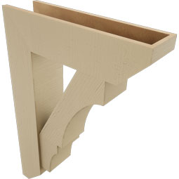 Ekena Millwork - BKTUR0756X28X40BOA06RCPR - Timberthane Faux Wood Balboa Style Bracket w/ Offset Brace, Slat Ends, 7 1/2"W x 28"D x 40"H, Primed Tan