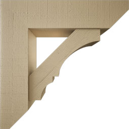 Ekena Millwork - BKTUR0756X30X30BOA06RCPR - Timberthane Faux Wood Balboa Style Bracket w/ Offset Brace, Slat Ends, 7 1/2"W x 30"D x 30"H, Primed Tan