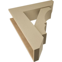 Ekena Millwork - BKTUR0756X30X34BOA06RCPR - Timberthane Faux Wood Balboa Style Bracket w/ Offset Brace, Slat Ends, 7 1/2"W x 30"D x 34"H, Primed Tan