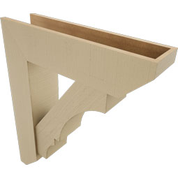 Ekena Millwork - BKTUR0756X30X36BOA06RCPR - Timberthane Faux Wood Balboa Style Bracket w/ Offset Brace, Slat Ends, 7 1/2"W x 30"D x 36"H, Primed Tan