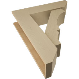 Ekena Millwork - BKTUR0756X30X36BOA06RCPR - Timberthane Faux Wood Balboa Style Bracket w/ Offset Brace, Slat Ends, 7 1/2"W x 30"D x 36"H, Primed Tan
