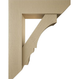 Ekena Millwork - BKTUR0756X30X38BOA06RCPR - Timberthane Faux Wood Balboa Style Bracket w/ Offset Brace, Slat Ends, 7 1/2"W x 30"D x 38"H, Primed Tan