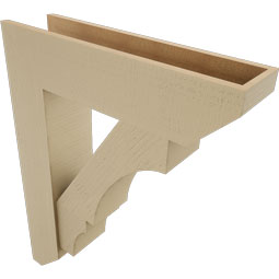 Ekena Millwork - BKTUR0756X30X38BOA06RCPR - Timberthane Faux Wood Balboa Style Bracket w/ Offset Brace, Slat Ends, 7 1/2"W x 30"D x 38"H, Primed Tan