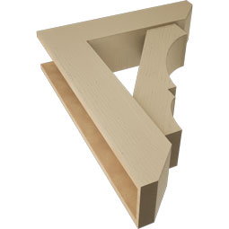 Ekena Millwork - BKTUR0756X30X38BOA06RCPR - Timberthane Faux Wood Balboa Style Bracket w/ Offset Brace, Slat Ends, 7 1/2"W x 30"D x 38"H, Primed Tan