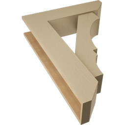 Ekena Millwork - BKTUR0756X30X42BOA06RCPR - Timberthane Faux Wood Balboa Style Bracket w/ Offset Brace, Slat Ends, 7 1/2"W x 30"D x 42"H, Primed Tan