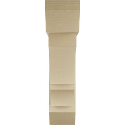 Ekena Millwork - BKTUR0756X32X32BOA06RCPR - Timberthane Faux Wood Balboa Style Bracket w/ Offset Brace, Slat Ends, 7 1/2"W x 32"D x 32"H, Primed Tan
