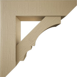 Ekena Millwork - BKTUR0756X32X32BOA06RCPR - Timberthane Faux Wood Balboa Style Bracket w/ Offset Brace, Slat Ends, 7 1/2"W x 32"D x 32"H, Primed Tan