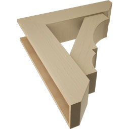 Ekena Millwork - BKTUR0756X32X36BOA06RCPR - Timberthane Faux Wood Balboa Style Bracket w/ Offset Brace, Slat Ends, 7 1/2"W x 32"D x 36"H, Primed Tan