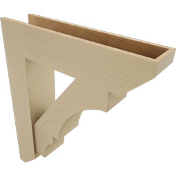Ekena Millwork - BKTUR0756X32X38BOA06RCPR - Timberthane Faux Wood Balboa Style Bracket w/ Offset Brace, Slat Ends, 7 1/2"W x 32"D x 38"H, Primed Tan