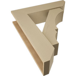 Ekena Millwork - BKTUR0756X32X38BOA06RCPR - Timberthane Faux Wood Balboa Style Bracket w/ Offset Brace, Slat Ends, 7 1/2"W x 32"D x 38"H, Primed Tan