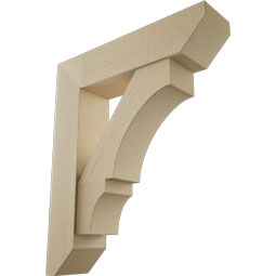 Ekena Millwork - BKTUR0756X32X38BOA06RCPR - Timberthane Faux Wood Balboa Style Bracket w/ Offset Brace, Slat Ends, 7 1/2"W x 32"D x 38"H, Primed Tan