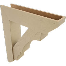 Ekena Millwork - BKTUR0756X32X40BOA06RCPR - Timberthane Faux Wood Balboa Style Bracket w/ Offset Brace, Slat Ends, 7 1/2"W x 32"D x 40"H, Primed Tan