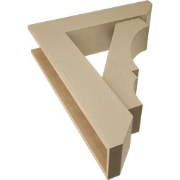 Ekena Millwork - BKTUR0756X32X40BOA06RCPR - Timberthane Faux Wood Balboa Style Bracket w/ Offset Brace, Slat Ends, 7 1/2"W x 32"D x 40"H, Primed Tan